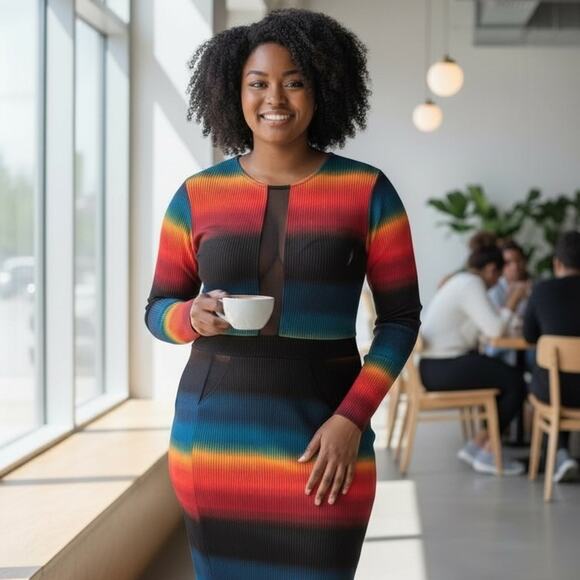 goodtime usa Dresses & Skirts - Vibrant Striped Long Sleeve Dress